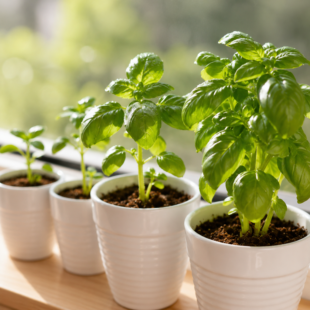 Basil Flower Seeds - seed packet and planting photo