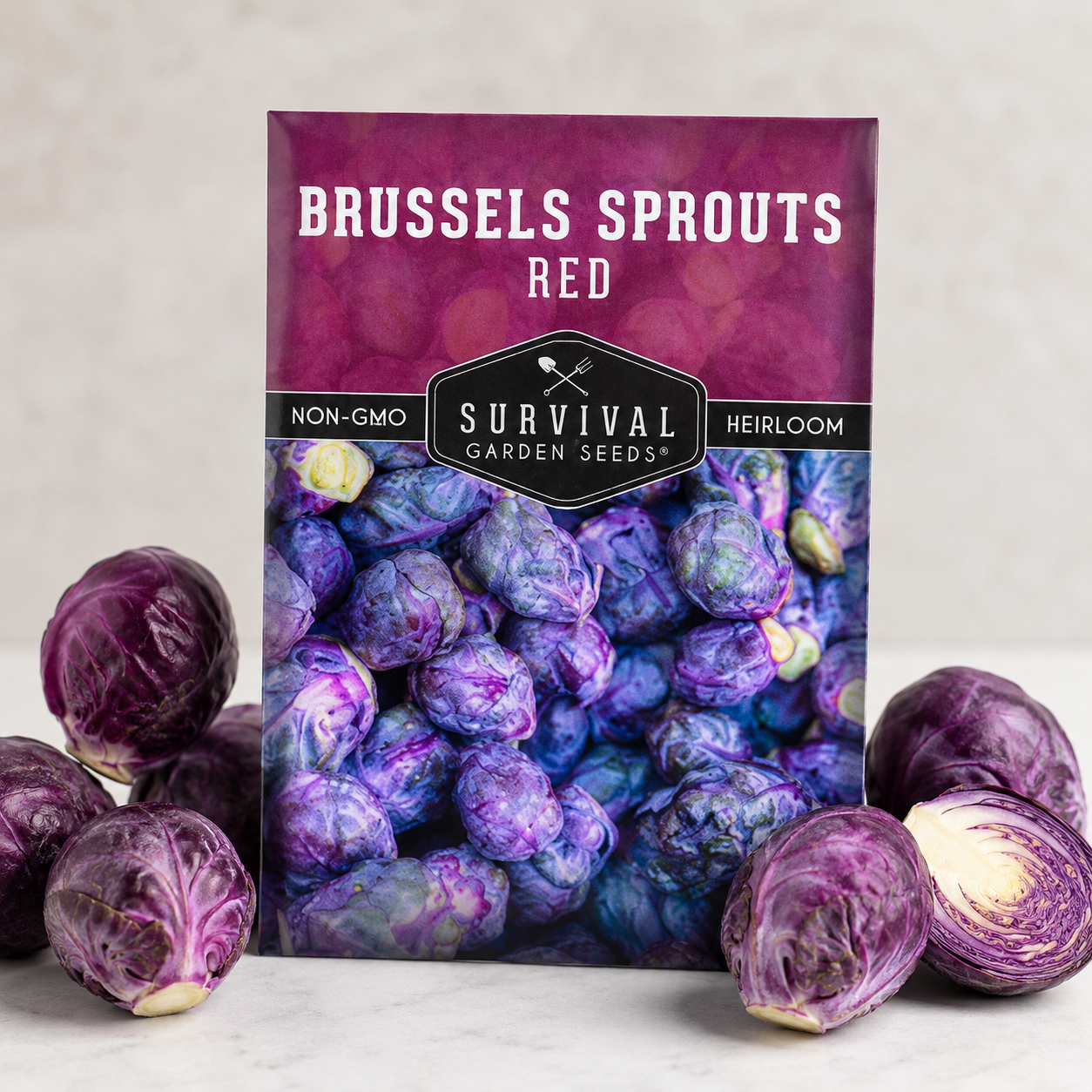 Brussels Sprouts Planting Seeds for Home Gardens - seed packet and planting photo