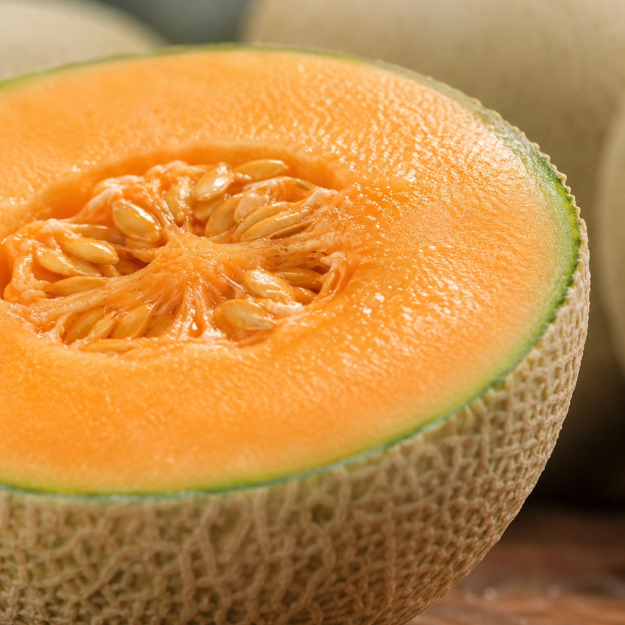 Cantaloupe / Hami Melon Fruit Seeds - seed packet and planting photo