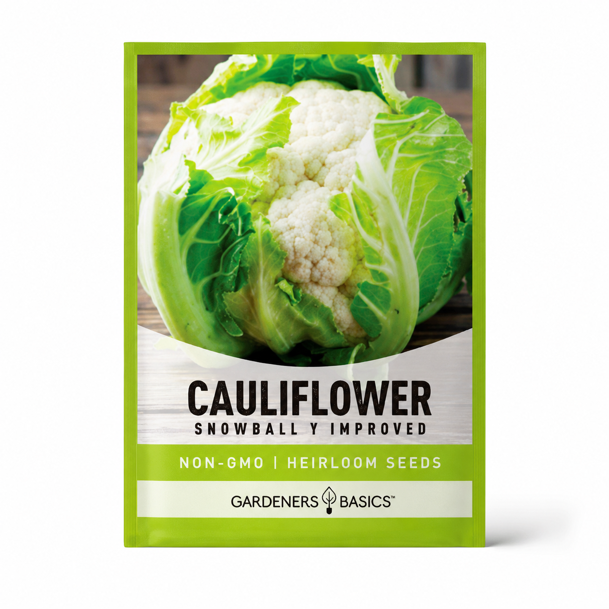 Cauliflower Planting Seeds for Home Gardens - seed packet and planting photo