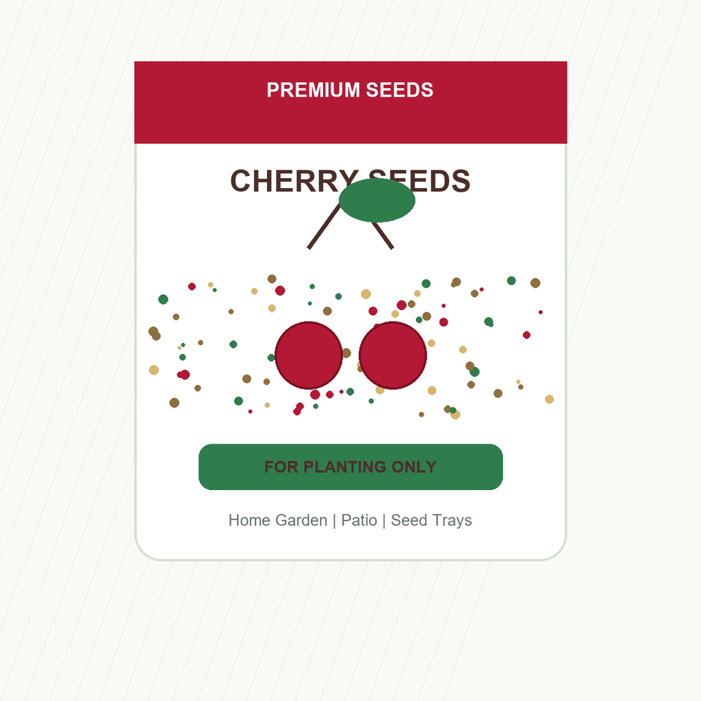 Cherry Fruit Seeds - seed packet and planting photo