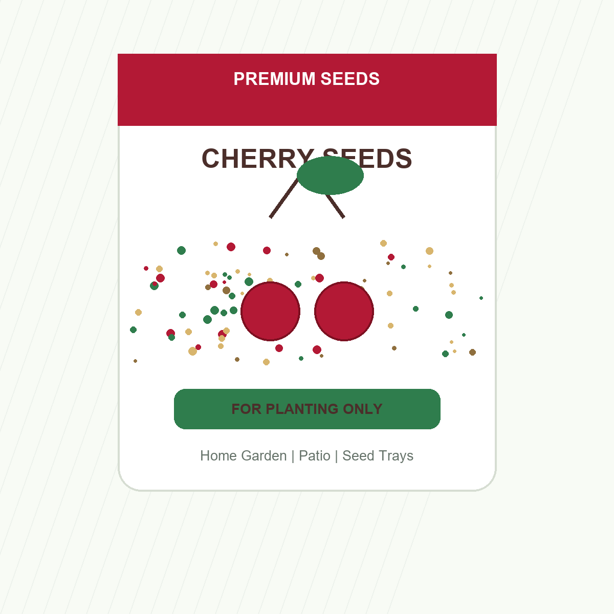 Cherry Fruit Seeds - seed packet and planting photo