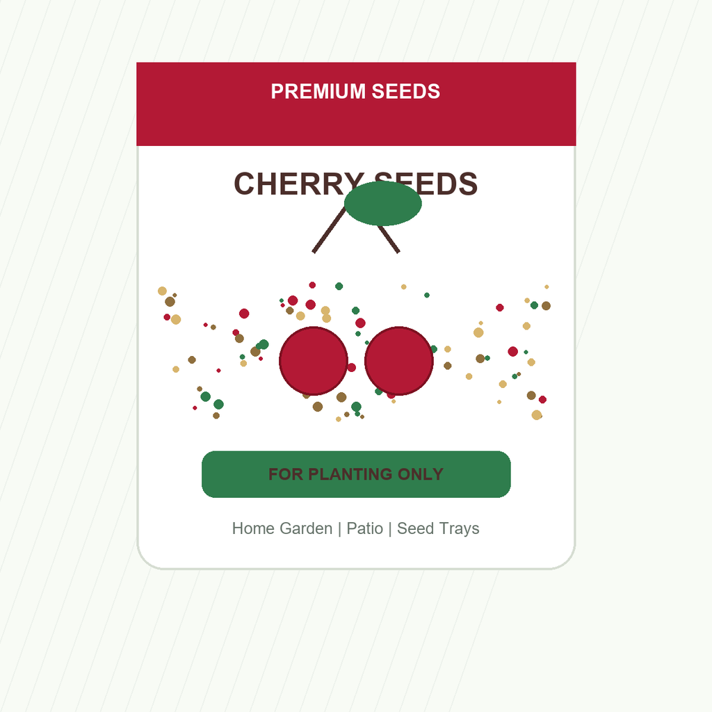 Cherry Fruit Seeds - seed packet and planting photo