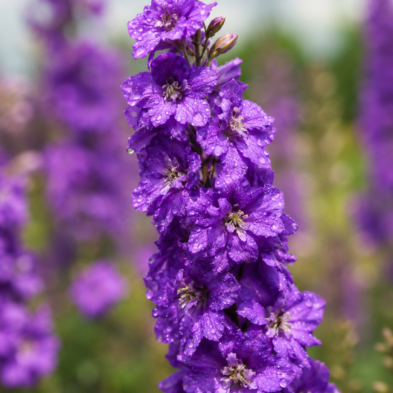 Home Grow Larkspur / Delphinium Flower Seeds - seed packet and planting photo