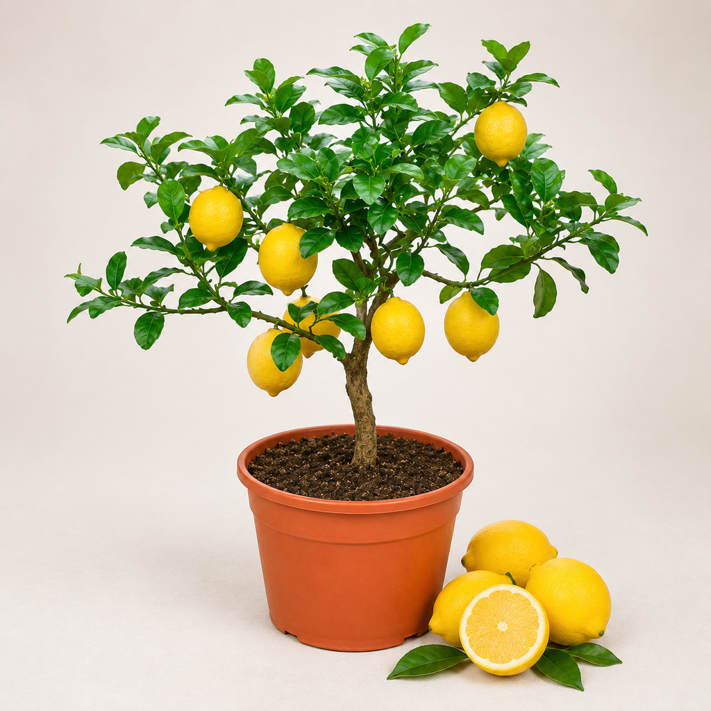 Lemon Fruit Seeds - seed packet and planting photo