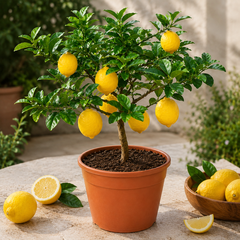 Lemon Fruit Seeds - seed packet and planting photo